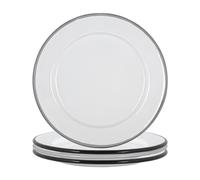 Argon Tableware 20cm White Enamel Side Plates Set - Black/Grey Argon Tableware Multicolor