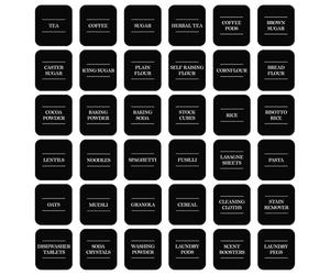 Argon Tableware 216x Storage Jar Labels - Black - Pre-Printed Sticky Adhesive Kitchen Pantry Glass Food Spice Jam Bottle Container Stickers