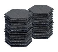 Argon Tableware 24X Hexagonal Slate Coasters - Drink Coasters Black Stone Natural Slate Rough Edge Drink Mat Cup Mats