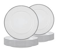 Argon Tableware Enamel Dinner Plates - 25.5cm - Pack of 12 - Grey Dining Plates Lightweight Camping Large Dinner Dish for Appetisers, Starters, Mains, Sides, Desserts