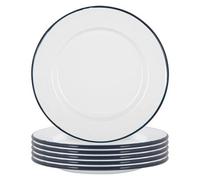 Argon Tableware Enamel Dinner Plates - 25.5cm - Pack of 6 - Navy Dining Plates Lightweight Camping Large Dinner Dish for Appetisers, Starters, Mains, Sides, Desserts