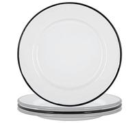 Argon Tableware Enamel Dinner Plates - 25.5cm - Pack of 4 - Black/Grey Dining Plates Lightweight Camping Large Dinner Dish for Appetisers, Starters, Mains, Sides, Desserts