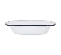 Argon Tableware 25.5cm Enamel Pie Dish - Navy Rim - Dishwasher Safe Pie Dishes Enamel Cookware Oblong Pie Dish Oven Tray Bakeware Pastry Casserole Roasting Tin