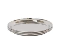 Argon Tableware 25.5cm Serving Platters - 3 Pack - Stainless Steel Chrome Dinner Tray Round Tray Plate Small Appetizer Serving Dishes for Party, Events, Table Service, Snack Platters