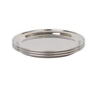 Argon Tableware 25.5cm Serving Platters - 3 Pack - Stainless Steel Chrome Dinner Tray Round Tray Plate Small Appetizer Serving Dishes for Party, Events, Table Service, Snack Platters