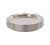 Argon Tableware 25.5cm Serving Platters - 6 Pack - Stainless Steel Chrome Dinner Tray Round Tray Plate Small Appetizer Serving Dishes for Party, Events, Table Service, Snack Platters