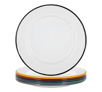 Argon Tableware 25.5cm White Enamel Dinner Plates Set - 6 Colours Argon Tableware Multicolor