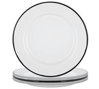 Argon Tableware 25.5cm White Enamel Dinner Plates Set - Black/Grey Argon Tableware Multicolor