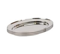 Argon Tableware Oval Stainless Steel Serving Platters - 25cm x 17cm - Pack of 3