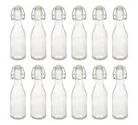 Argon Tableware 250Ml Glass Bottles With Swing Top - Reusable Water Brewing Drinking - Pack Of 12