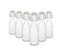 Argon Tableware 250Ml Glass Bottles With Swing Top - Reusable Water Brewing Drinking - Pack Of 6