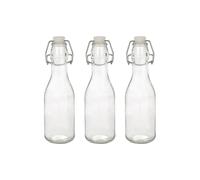 Argon Tableware 250ml Glass Bottles with Swing Top Reusable Water Brewing - Pack of 3 in Clear Argon Tableware Clear