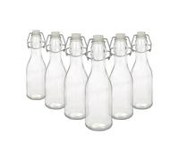Argon Tableware 250ml Glass Bottles with Swing Top Reusable Water Brewing - Pack of 6 in Clear Argon Tableware Clear