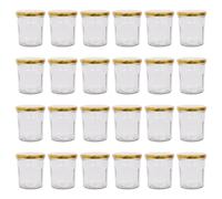 Argon Tableware 250ml Glass Jam Jars - Set of 24 - Empty Screw Top Preserving Jar in Gold Argon Tableware Gold