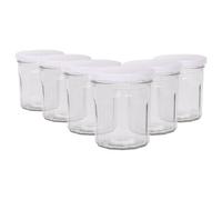 Argon Tableware Glass Jam Jars with Airtight White Lids - 250ml - Pack of 6 - Empty Screw Top Kitchen Storage Jar for Food, Honey, Spice, Pickling, Preserving, Candle Making