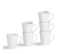 Argon Tableware 285Ml White Coffee Mug Set Of 6 - Durable Dishwasher Safe Mugs Cups For Latte, Cappuccino, Tea, Hot Chocolates