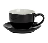 Argon Tableware 2pc Coloured Cappuccino Cup & Saucer Set - 250ml - Durable Stoneware Tea Cup in Black Argon Tableware Black