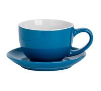 Argon Tableware 2pc Coloured Cappuccino Cup & Saucer Set - 250ml - Durable Stoneware Tea Cup in Blue Argon Tableware Blue