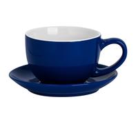 Argon Tableware 2pc Coloured Cappuccino Cup & Saucer Set - 250ml - Durable Stoneware Tea Cup in Navy Argon Tableware Navy