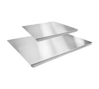 Argon Tableware Stainless Steel Counter Edge Chopping Board Set with Lip - 2 Sizes - 2pc Large Metal Non-Slip Kitchen Worktop Saver Protector Food Cutting Serving Tray for Meat, Pizza, Cheese