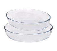 Argon Tableware Oval Glass Oven Dish Set - 2 Sizes - 2pc Deep Baking Casserole Lasagne Roasting Roaster Cooking Tray Bowl | Microwave Safe, Freezer Safe