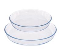 Argon Tableware Round Glass Oven Dish Set - 2 Sizes - 2pc Deep Baking Casserole Lasagne Roasting Roaster Cooking Tray Bowl | Microwave Safe, Freezer Safe