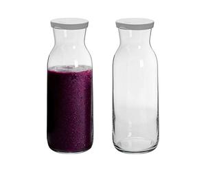 Argon Tableware 2x 1200ml Glass Water Jug - 'Brocca' Range - Juice Carafe Decanter with Silicone Lid for Water, Wine, Iced Tea