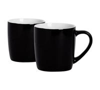 Argon Tableware Coloured Coffee Mugs - Black - 350ml - Pack of 2 - Gloss Ceramic Stoneware Latte Cappuccino Cups Hot Chocolate Cups Colourful Mug Set with Handle
