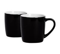 Argon Tableware 2x Coloured Coffee Mugs - 350ml - Durable Stoneware Cappuccino Tea Cup in Black Argon Tableware Black