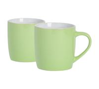 Argon Tableware Coloured Coffee Mugs - Green - 350ml - Pack of 2 - Gloss Ceramic Stoneware Latte Cappuccino Cups Hot Chocolate Cups Colourful Mug Set with Handle