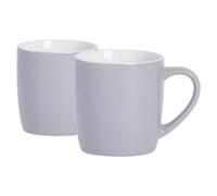 Argon Tableware Coloured Coffee Mugs - Grey - 350ml - Pack of 2 - Gloss Ceramic Stoneware Tea Mugs Latte Cappuccino Cups Hot Chocolate Cups Colourful Mug Set with Handle
