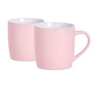 Argon Tableware 2X Coloured Coffee Mugs - 350Ml - Pink - Durable Stoneware Cappuccino Tea Cup Dishwasher & Microwave Safe