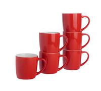 Argon Tableware 2X Coloured Coffee Mugs - 350Ml - Red - Durable Stoneware Cappuccino Tea Cup Dishwasher & Microwave Safe