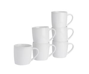 Argon Tableware 2X Coloured Coffee Mugs - 350Ml - White - Durable Stoneware Cappuccino Tea Cup Dishwasher & Microwave Safe