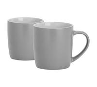 Argon Tableware 2x Matt Coloured Coffee Mugs - 350ml - Durable Stoneware Cappuccino Tea Cup in Grey Argon Tableware Grey