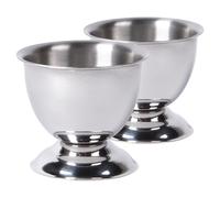Argon Tableware 2x Stainless Steel Egg Cups - Durable Breakfast Tableware Egg Holders in Silver Argon Tableware Silver
