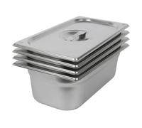 Argon Tableware Stainless Steel Gastronorm Containers With Lids - 1/3 100mm - 3.5L - Pack Of 4
