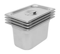 Argon Tableware Stainless Steel Gastronorm Containers With Lid - 1/4 150mm - 3.75L - Pack Of 4