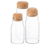 Argon Tableware 3 Piece Glass Storage Bottles Set With Cork Lids