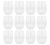 Argon Tableware Reusable Plastic Glasses - 300ml - Pack of 12 - Stemless Wine Glasses - Clear Cocktail Champagne Tumbler Drinking Cups for Garden, Parties, Weddings, BBQ and Picnic