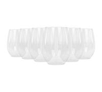 Argon Tableware Reusable Plastic Glasses - 300ml - Pack of 6 - Stemless Wine Glasses - Clear Cocktail Champagne Tumbler Drinking Cups for Garden, Parties, Weddings, BBQ and Picnic