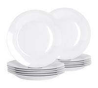 Argon Tableware 24x White 30cm Large Classic White Dinner Plates - Dishwasher and Microwave Safe - Porcelain Dining Main Course Serving Student Dishes Set