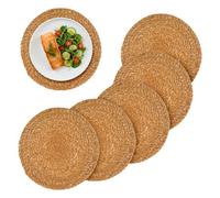Argon Tableware 30Cm Round Placemats - Set Of 6 - Woven Typha Serving Dish Trays Cake Boards Table Protector Mats