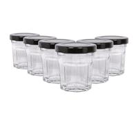 Argon Tableware 30Ml Glass Jam Jars With Airtight Black Lids - Set Of 6 Empty Screw Top Kitchen Storage Preserving Jar