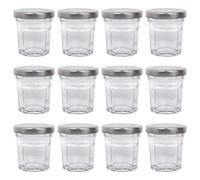 Argon Tableware Glass Jam Jars with Airtight Silver Lids - 30ml - Pack of 12 - Empty Screw Top Kitchen Storage Jar for Food, Honey, Spice, Pickling, Preserving, Candle Making