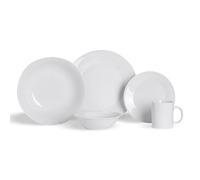 Argon Tableware 30-Piece White Dinner Set - 6-Person Dining Set Kitchen Dinnerware Dinner Plates, Dessert Dish, Pasta Cereal Bowls Set witg Cofee Mugs for Starters, Mains, Dessert