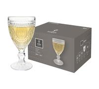 Argon Tableware 310ml Amore Ribbed Wine Glasses - Clear - 24x Large Stemmed Red White Wine Glass Set | Bulk Wedding Birthday Party Drinking Glassware Goblets | Dishwasher Safe