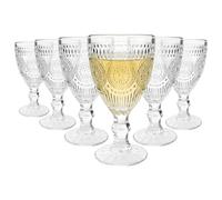 Argon Tableware 310ml Amore Ribbed Wine Glasses - Clear - 6X Large Stemmed Red White Wine Glass Set | Bulk Wedding Birthday Party Drinking Glassware Goblets | Dishwasher Safe