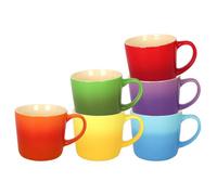 Argon Tableware 330Ml Ombre Coffee Mug Set - Rainbow - 6X Glazed New Bone China Tea Mug Vegan Friendly Stoneware Ceramic Cup