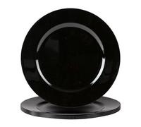 Argon Tableware 33Cm Metallic Charger Plates - Black - Set Of 6 Gloss Finish Reusable Dining Table Setting Plates Placemats